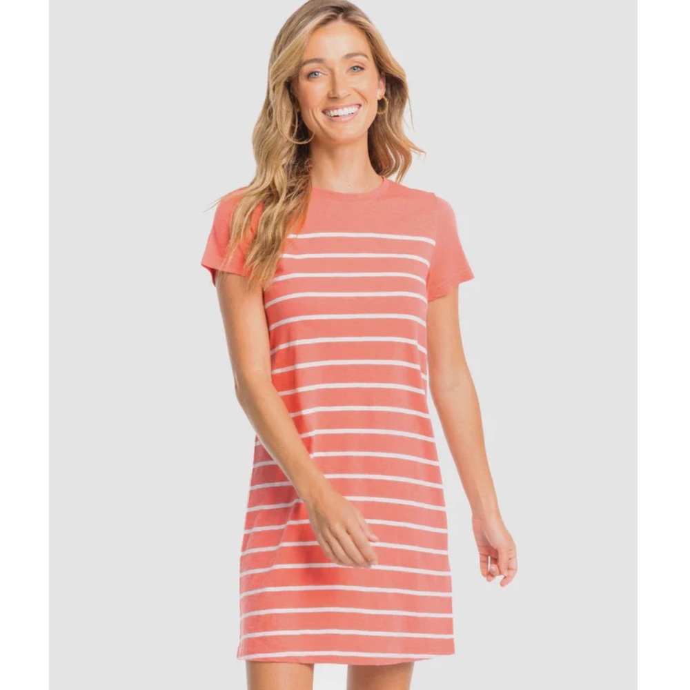 Southern Tide Delilah Sunkist Coral T Shirt Dress